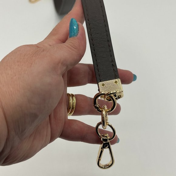 BEAULEGAN Handbag/Shoulder Bag Leather Handle Replacement - Dark Brown/Gold-Tone - Picture 7 of 8